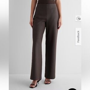 Express Columnist High Waist Shine Pull-on Wide Leg Pants XS Brown Business